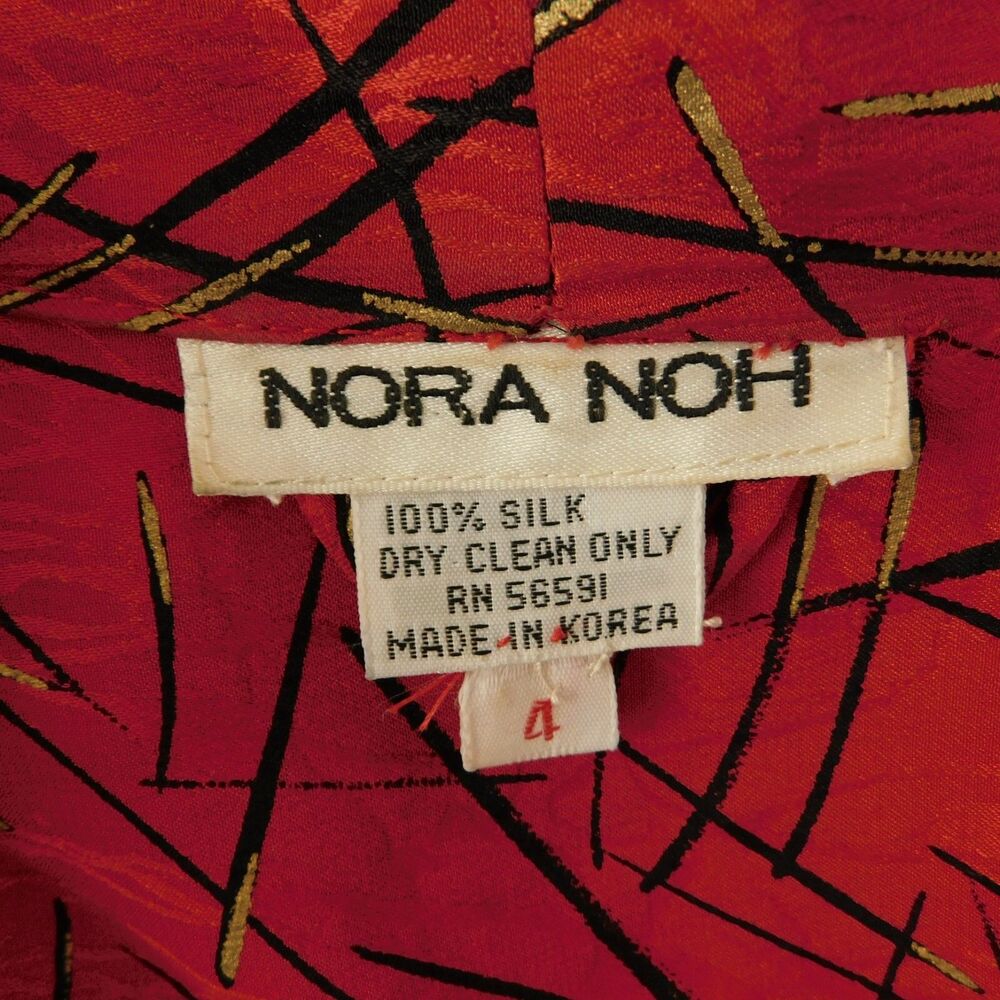 Nora Noh Vintage Silk Tunic Top Red Dolman Sleeve Flowing Size 4 Loose Fit MINT! - Picture 5 of 15